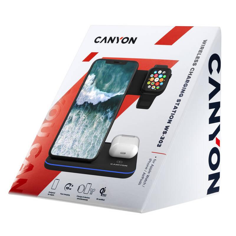 Bezdrátová nabíječka Canyon 3v1 pro telefon, Apple Watch, Airpods bílá, Bezdrátová, nabíječka, Canyon, 3v1, pro, telefon, Apple, Watch, Airpods, bílá