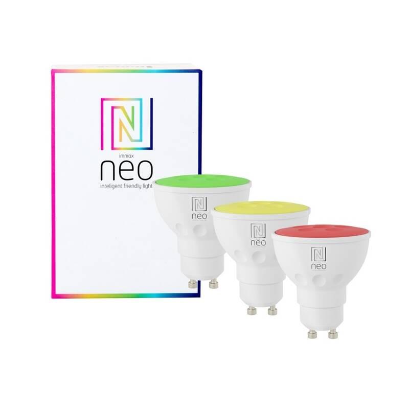 Chytrá žárovka IMMAX NEO SMART LED GU10 6W RGB CCT barevná a bílá, stmívatelná, WiFi, 3ks, Chytrá, žárovka, IMMAX, NEO, SMART, LED, GU10, 6W, RGB, CCT, barevná, a, bílá, stmívatelná, WiFi, 3ks