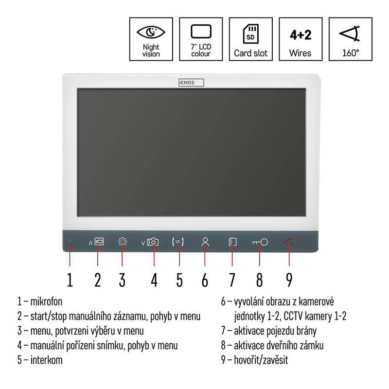 Dveřní videotelefon EMOS EM-10AHD 7