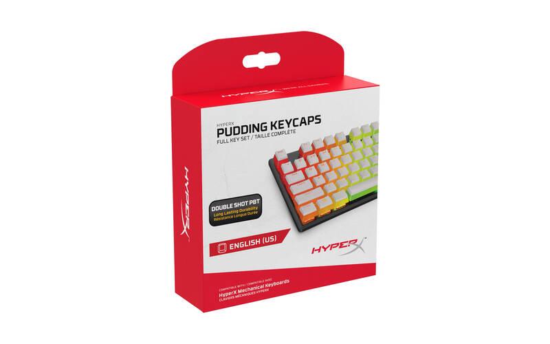 Herní klávesy HyperX Pudding Keycaps Full Key Set, PBT, US bílé