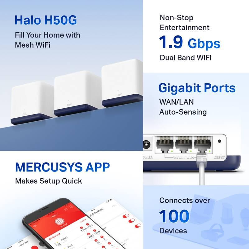 Komplexní Wi-Fi systém Mercusys Halo H50G, Komplexní, Wi-Fi, systém, Mercusys, Halo, H50G