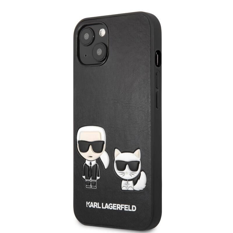 Kryt na mobil Karl Lagerfeld and Choupette Leather na Apple iPhone 13 černé