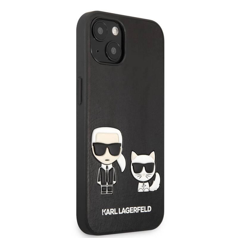 Kryt na mobil Karl Lagerfeld and Choupette Leather na Apple iPhone 13 černé