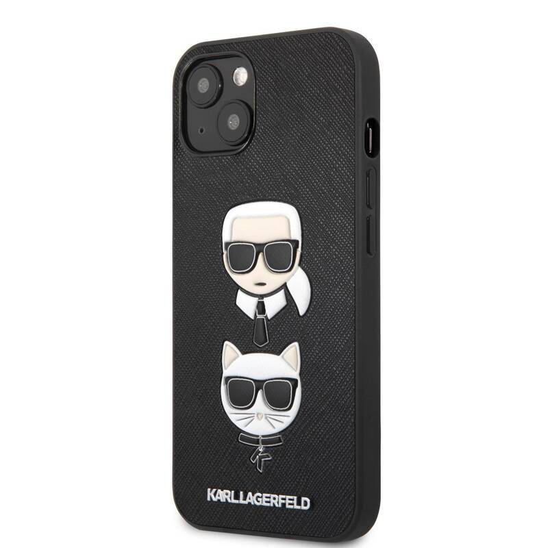 Kryt na mobil Karl Lagerfeld Saffiano Karl and Choupette Heads na Apple iPhone 13 mini černé