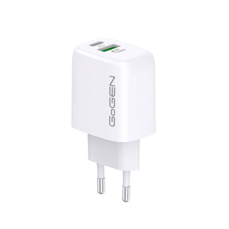 Nabíječka do sítě GoGEN ACHPDQ 220, 1x USB-C , 1x USB-A bílá