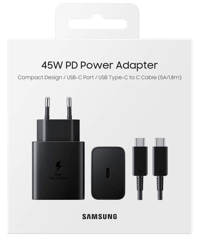Nabíječka do sítě Samsung USB-C 45W USB-C kabel 1,8 m černá, Nabíječka, do, sítě, Samsung, USB-C, 45W, USB-C, kabel, 1,8, m, černá