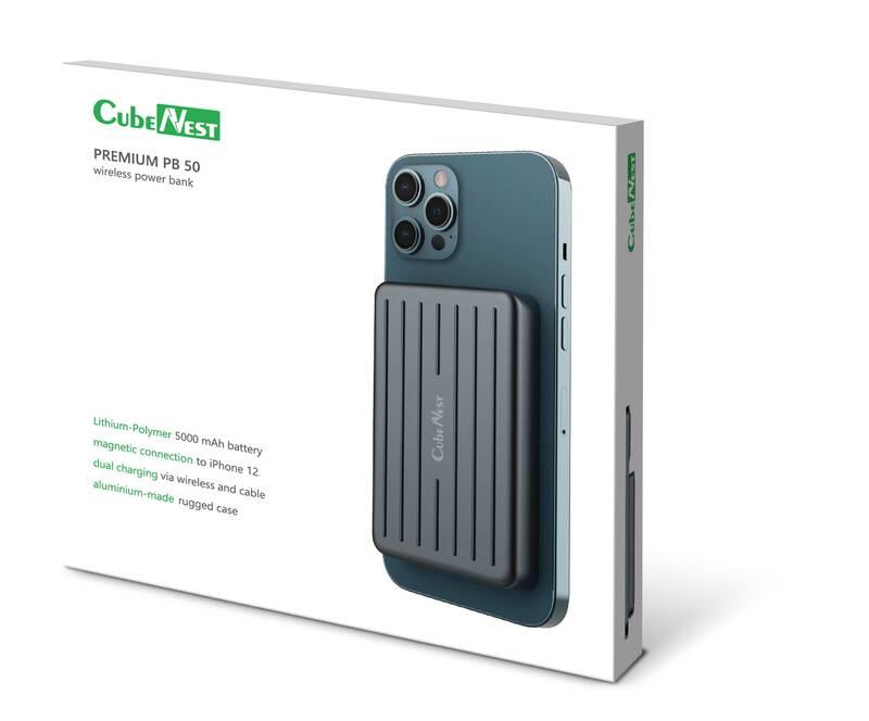 Powerbank CubeNest 5000mAh, Magnetic šedá
