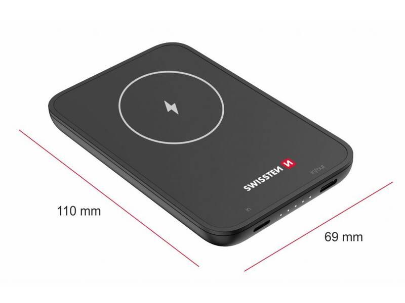 Powerbank Swissten 5000 mAh, MagSafe kompatibilní černá