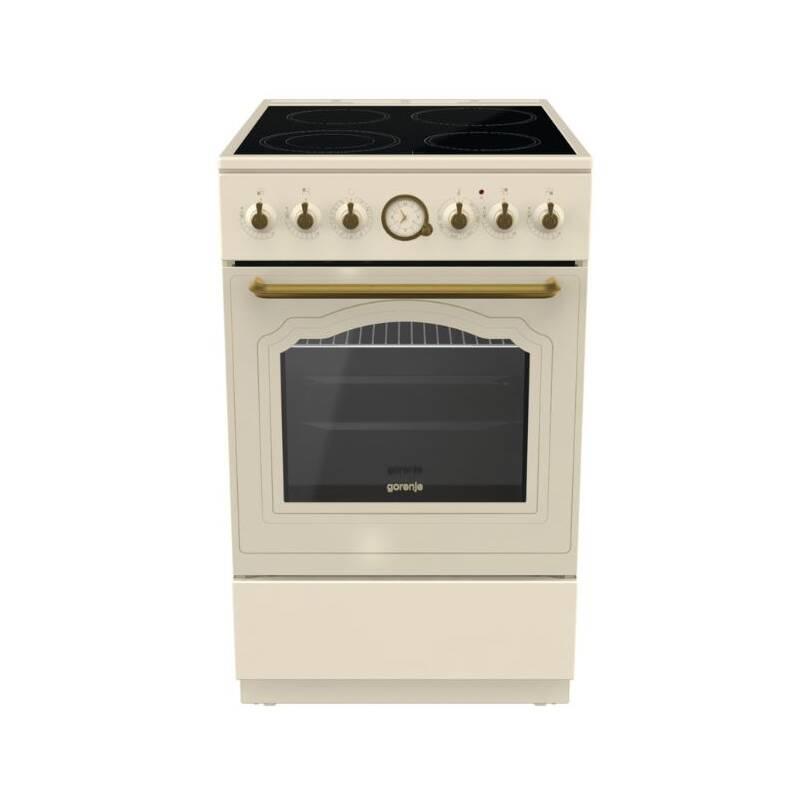 Sklokeramický sporák Gorenje Retro ECS5250CLI Entry steam béžový