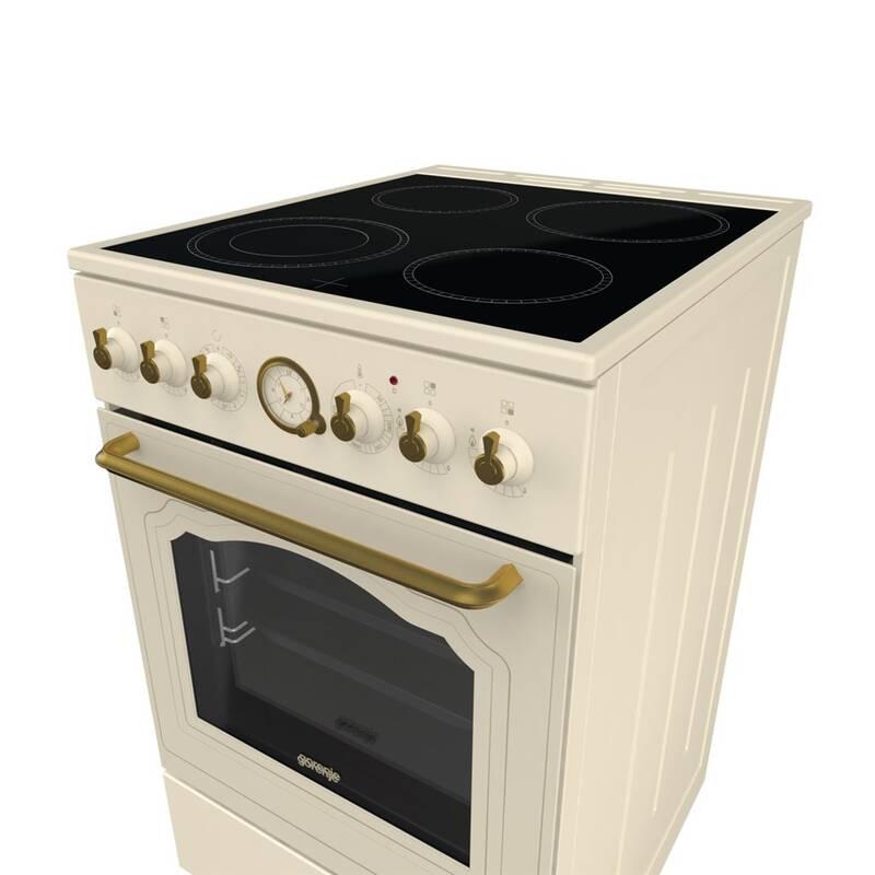 Sklokeramický sporák Gorenje Retro ECS5250CLI Entry steam béžový