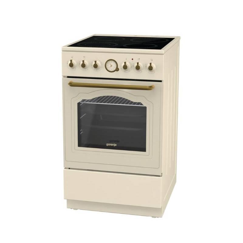 Sklokeramický sporák Gorenje Retro ECS5250CLI Entry steam béžový