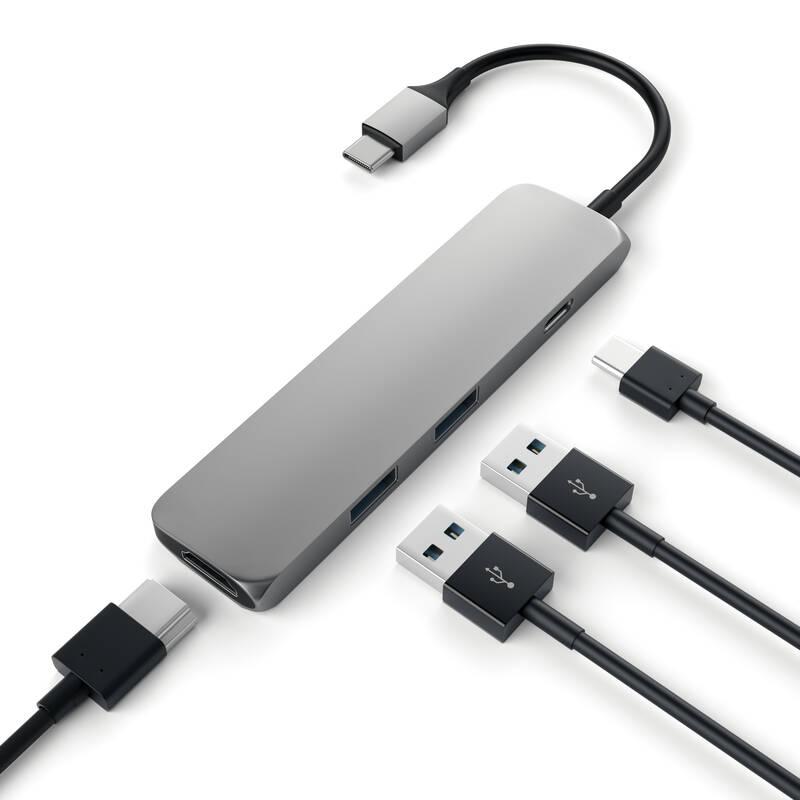 USB Hub Satechi Aluminum SLIM USB-C HDMI, 2x USB 3.0, USB-C šedý, USB, Hub, Satechi, Aluminum, SLIM, USB-C, HDMI, 2x, USB, 3.0, USB-C, šedý