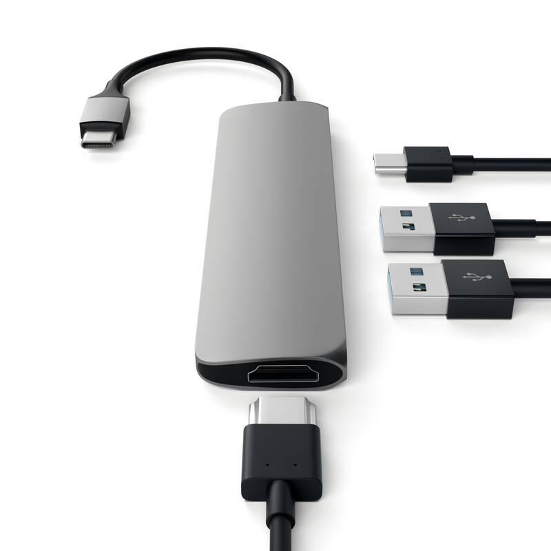 USB Hub Satechi Aluminum SLIM USB-C HDMI, 2x USB 3.0, USB-C šedý, USB, Hub, Satechi, Aluminum, SLIM, USB-C, HDMI, 2x, USB, 3.0, USB-C, šedý