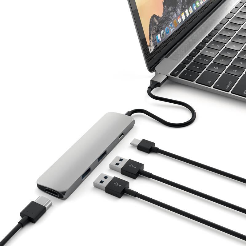 USB Hub Satechi Aluminum SLIM USB-C HDMI, 2x USB 3.0, USB-C šedý