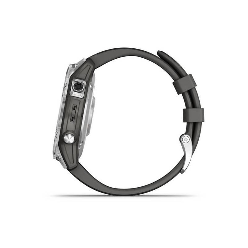 GPS hodinky Garmin fenix 7 PRO Glass - Silver Graphite Silicone Band