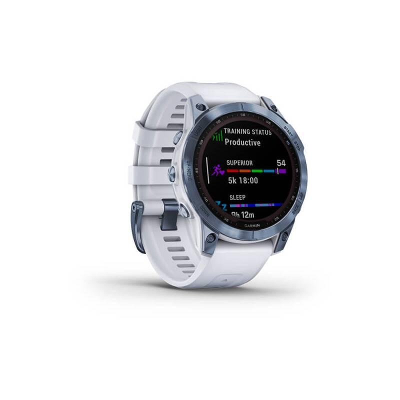 GPS hodinky Garmin fenix 7 PRO Sapphire Solar - Titan Blue White Silicone Band