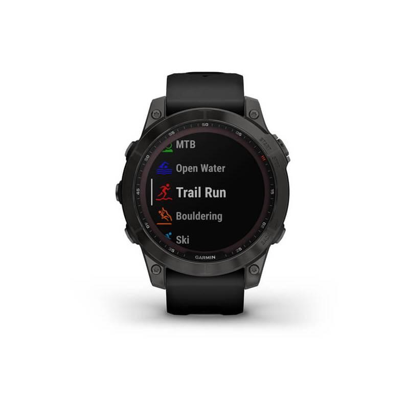 GPS hodinky Garmin fenix 7 PRO Sapphire Solar - Titan Carbon Gray Black Silicone Band