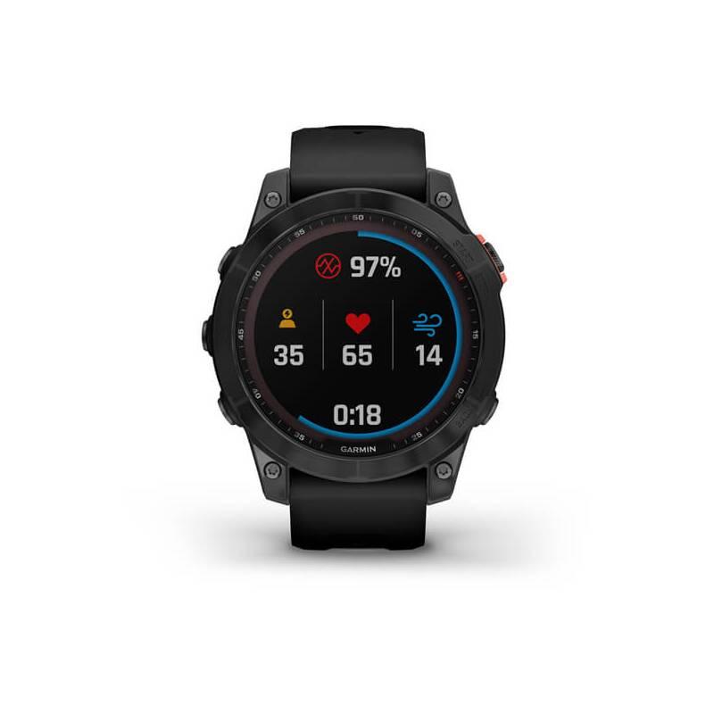 GPS hodinky Garmin fenix 7 PRO Solar - Gray Black Silicone Band