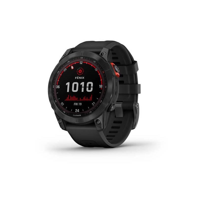 GPS hodinky Garmin fenix 7 PRO Solar - Gray Black Silicone Band