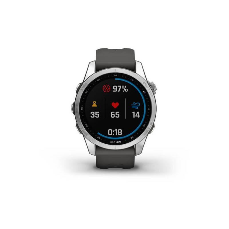 GPS hodinky Garmin fenix 7S PRO Glass - Silver Graphite Silicone Band