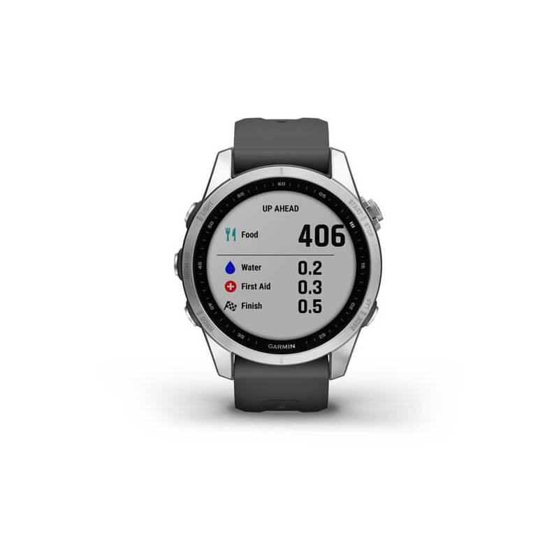 GPS hodinky Garmin fenix 7S PRO Glass - Silver Graphite Silicone Band