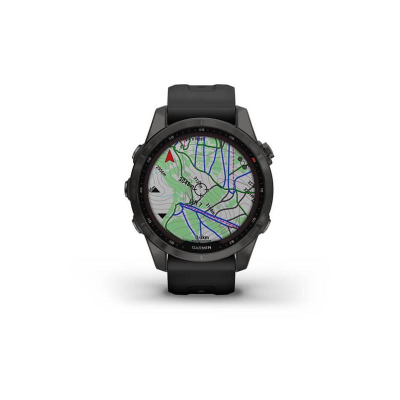 GPS hodinky Garmin fenix 7S PRO Sapphire Solar - Titan Carbon Gray Black Silicone Band