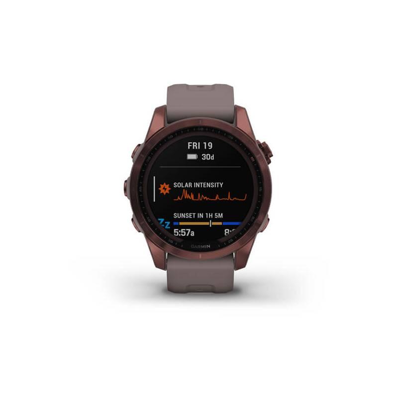 GPS hodinky Garmin fenix 7S PRO Sapphire Solar - Titan Dark Bronze Gray Silicone Band