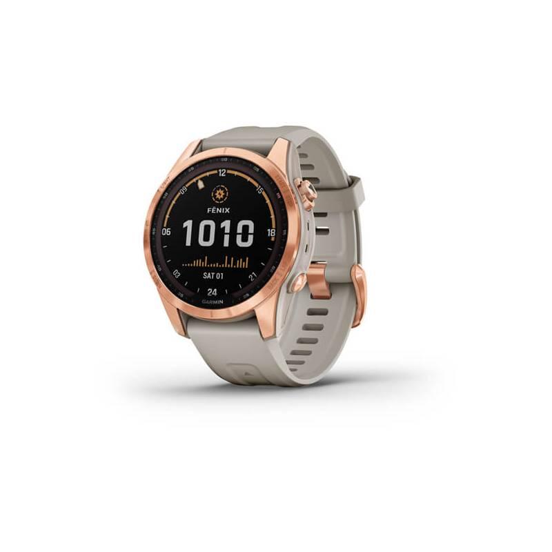GPS hodinky Garmin fenix 7S PRO Solar - Rose Gold Sand Silicone Band