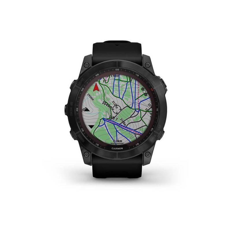 GPS hodinky Garmin fenix 7X PRO Sapphire Solar - Titan Black Black Silicone Band
