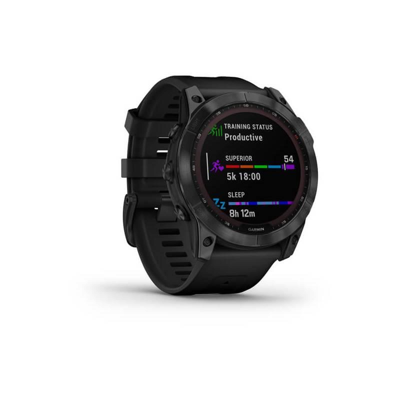 GPS hodinky Garmin fenix 7X PRO Sapphire Solar - Titan Black Black Silicone Band