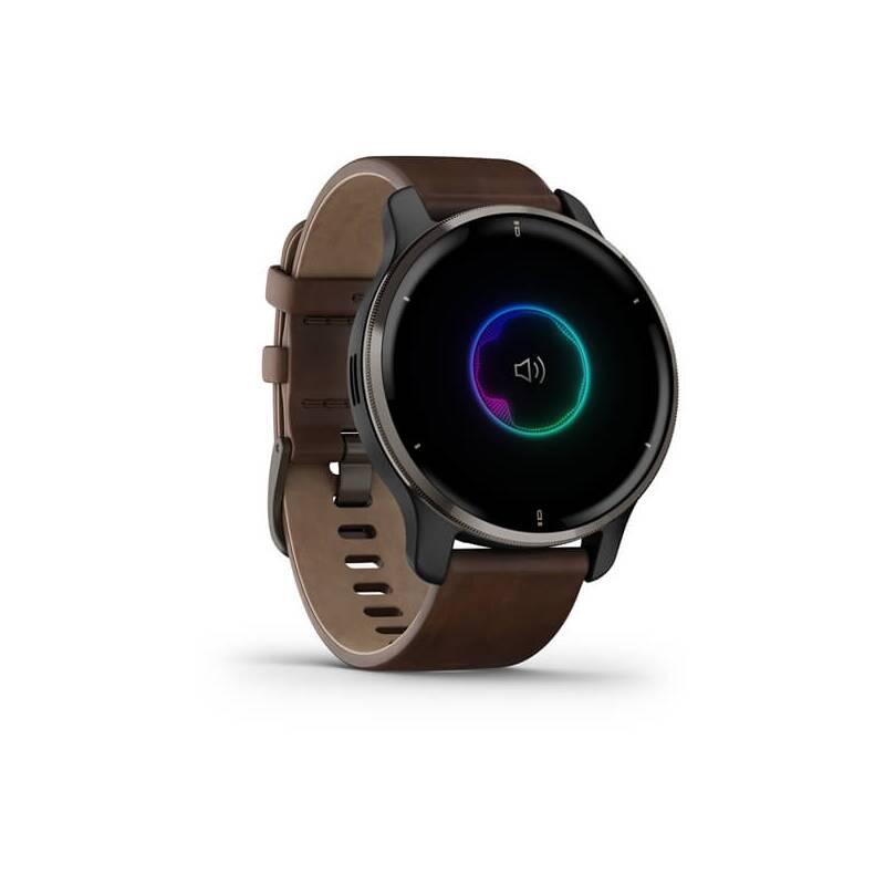 GPS hodinky Garmin Venu 2 Plus - Slate Brown Leather Band
