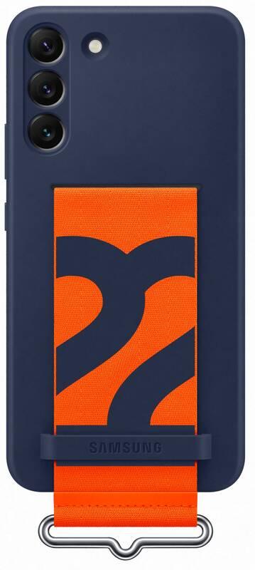 Kryt na mobil Samsung Silicone Cover s poutkem na Galaxy S22 modrý