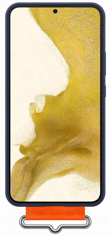Kryt na mobil Samsung Silicone Cover s poutkem na Galaxy S22 modrý