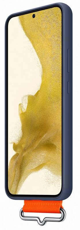 Kryt na mobil Samsung Silicone Cover s poutkem na Galaxy S22 modrý
