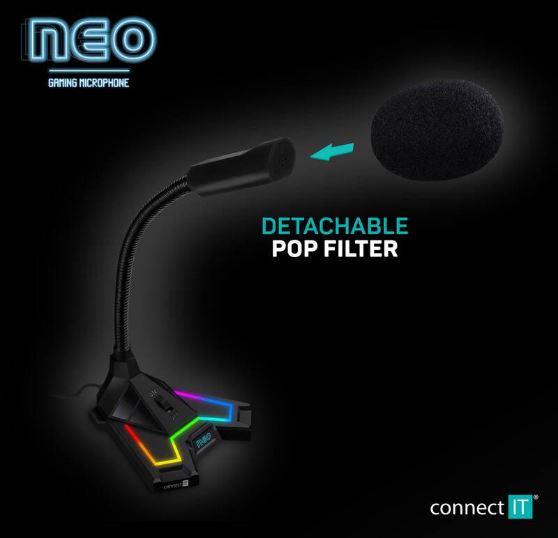 Mikrofon Connect IT NEO RGB ProMIC černý, Mikrofon, Connect, IT, NEO, RGB, ProMIC, černý