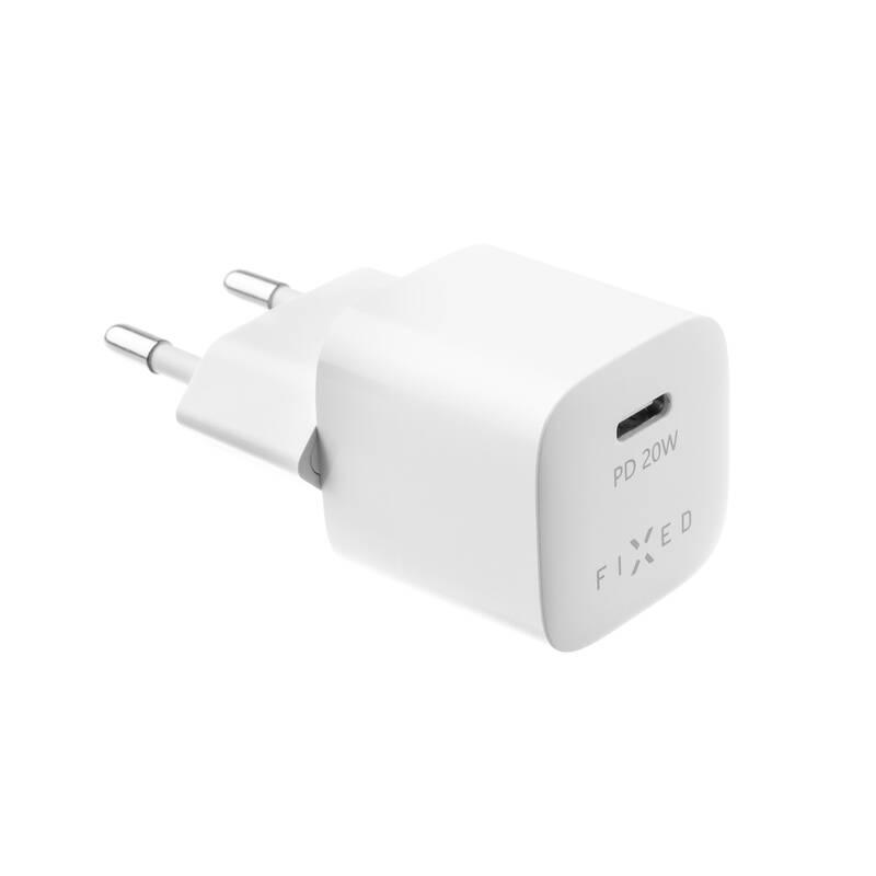 Nabíječka do sítě FIXED Mini USB-C PD 20W, MFI USB-C kabel 1m bílá