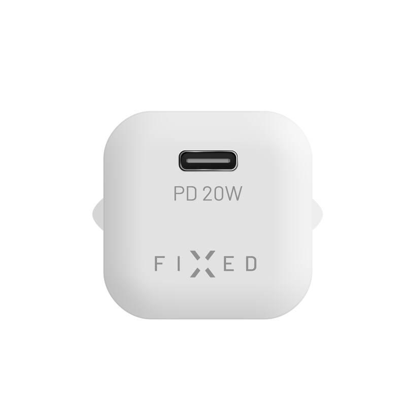 Nabíječka do sítě FIXED Mini USB-C PD 20W, MFI USB-C kabel 1m bílá