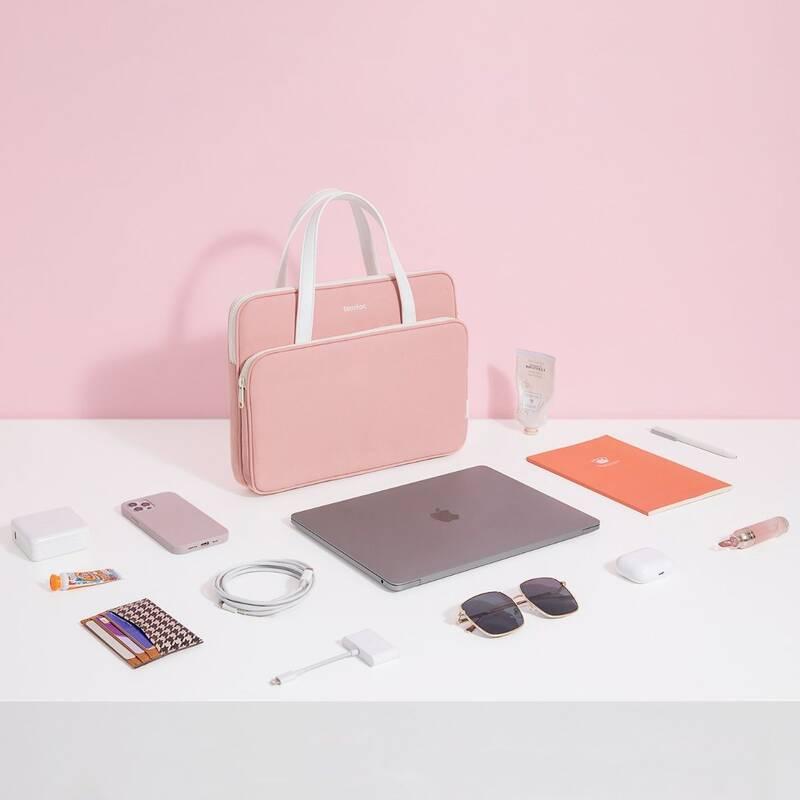 Brašna na notebook tomtoc Premium Briefcase na 14" MacBook Pro růžová