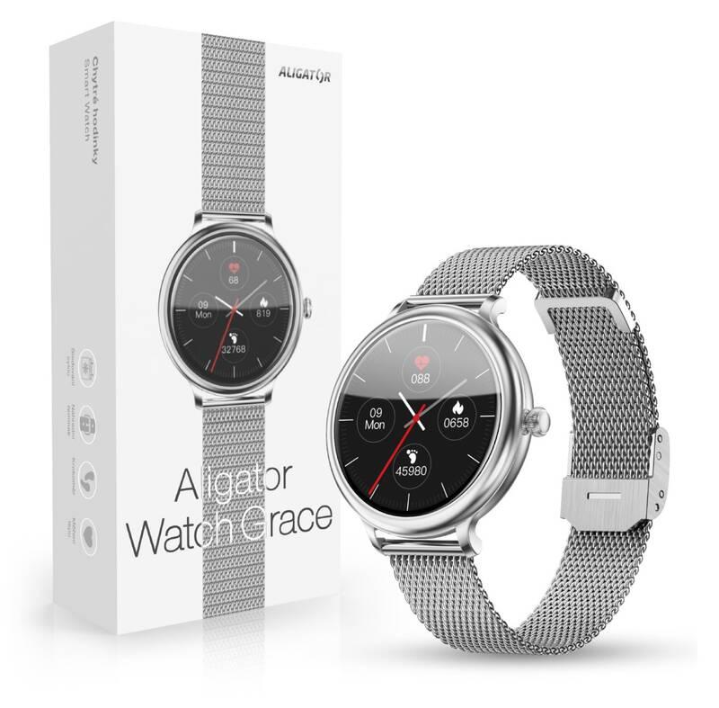 Chytré hodinky Aligator Watch Grace, 3x řemínek stříbrné