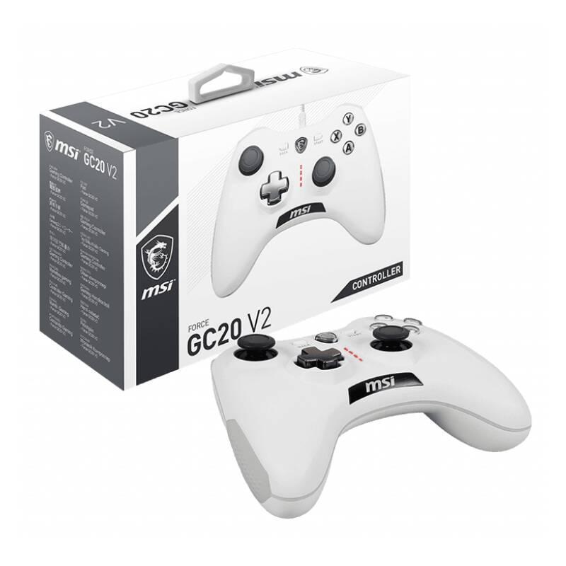 Gamepad MSI Force GC20 V2, drátový, pro PC, PS3, Android bílý, Gamepad, MSI, Force, GC20, V2, drátový, pro, PC, PS3, Android, bílý