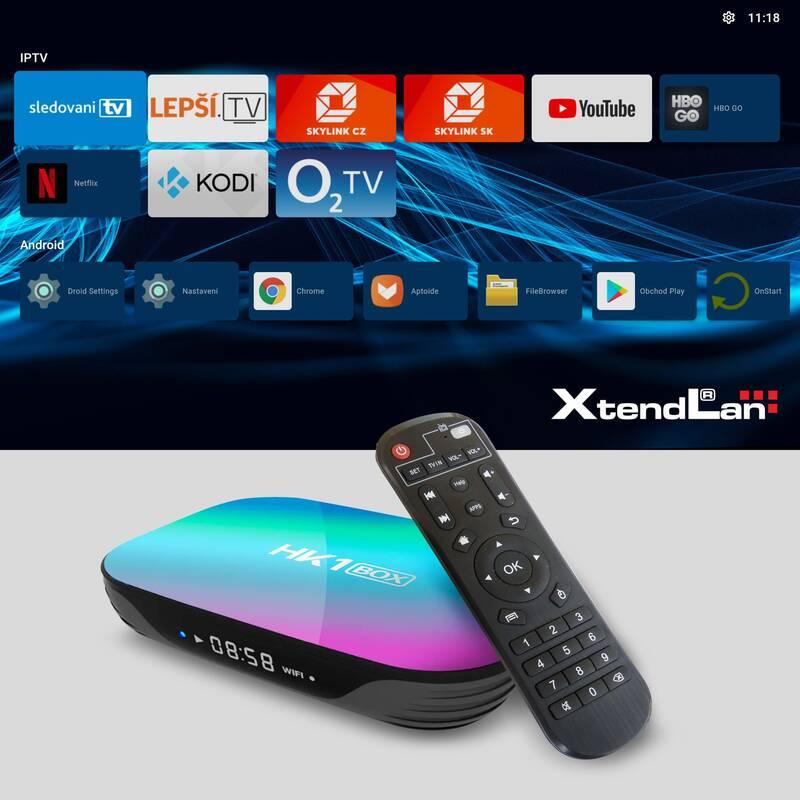 Multimediální centrum XtendLan Android box HK1 černý modrý