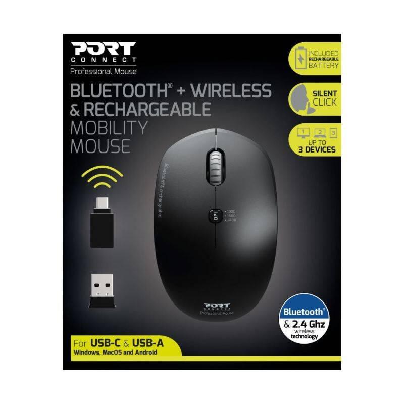 Myš PORT CONNECT Rechargeable BT Combo Pro černá