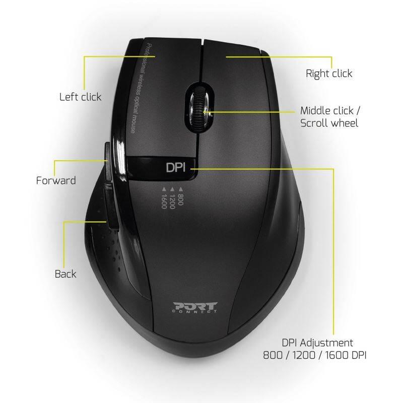 Myš PORT CONNECT Silent USB-A USB-C černá