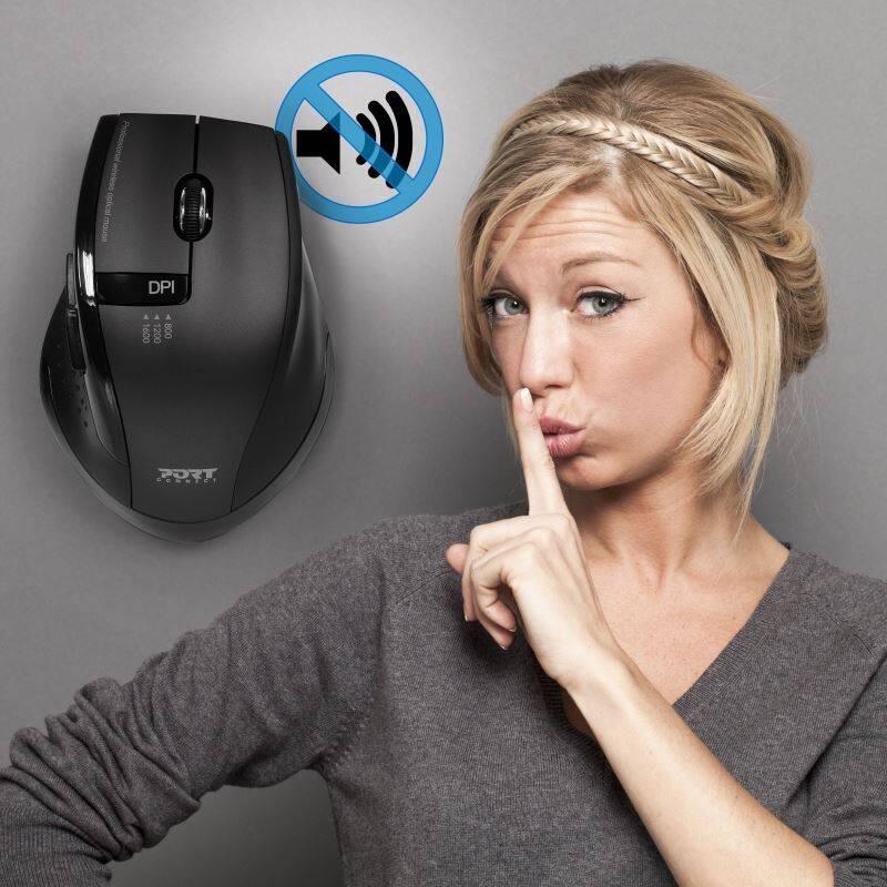 Myš PORT CONNECT Silent USB-A USB-C černá