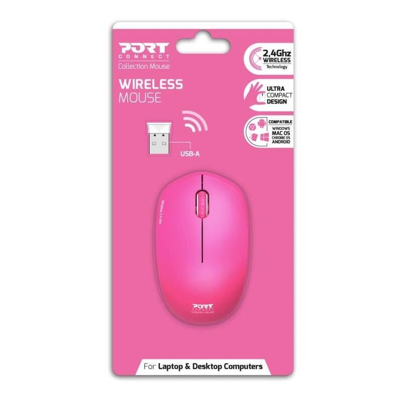 Myš PORT CONNECT Wireless Collection růžová