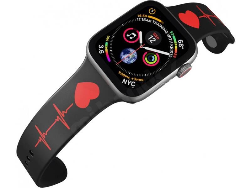 Řemínek Mi-Band na Apple Watch 42 44 45 mm - motiv EKG, černý