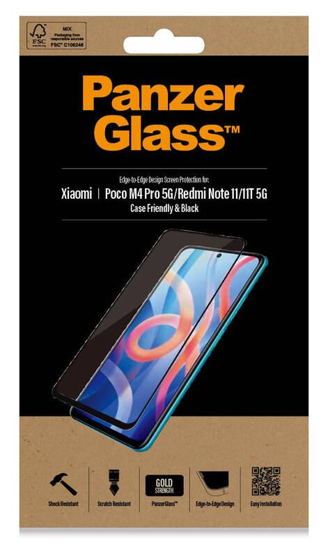 Tvrzené sklo PanzerGlass Edge-to-Edge na Xiaomi Redmi Note 11 11T 5G Poco M4 Pro 5G černé