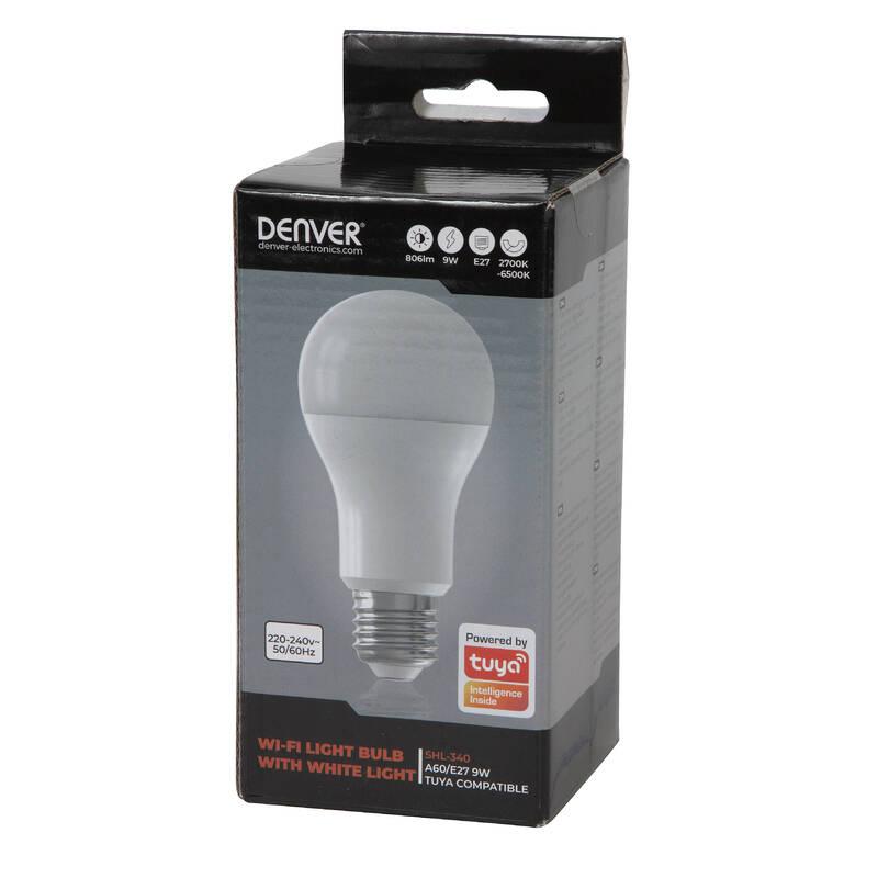 Chytrá žárovka Denver SHL-340, E27, 9W, Wi-Fi, TUYA