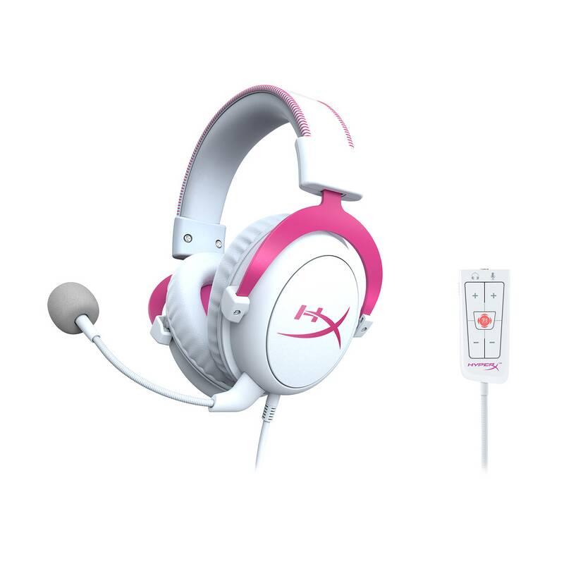 Headset HyperX Cloud II bílý růžový