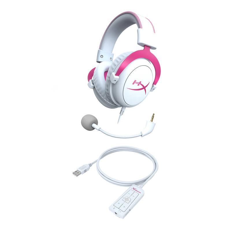 Headset HyperX Cloud II bílý růžový